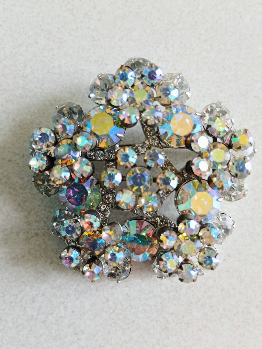 Verified Juliana (D&E) Vintage Brooch With AB/Clear Austrian Rhinestones